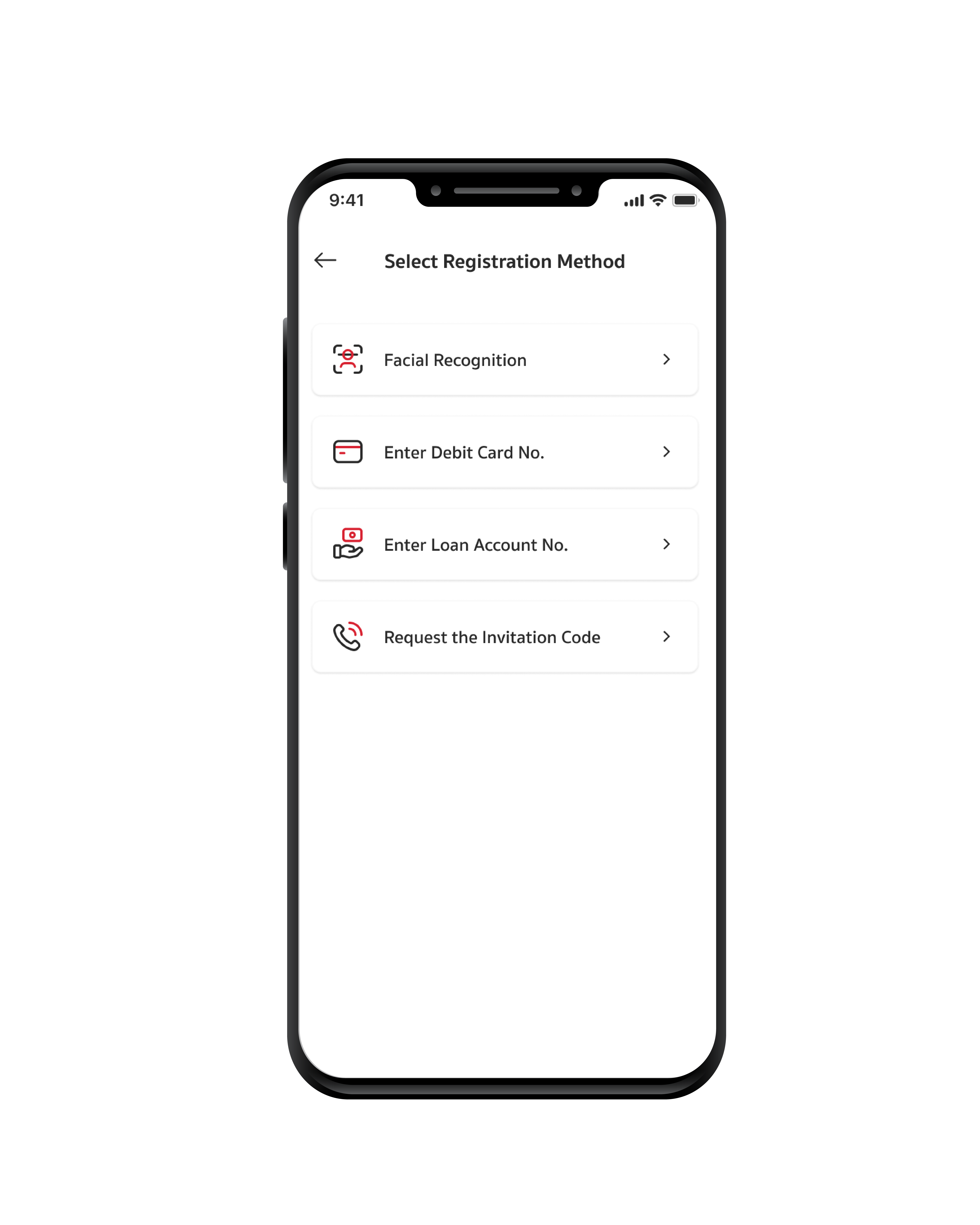 STEP 4  Select the method of access by using “Facial Recognition.”