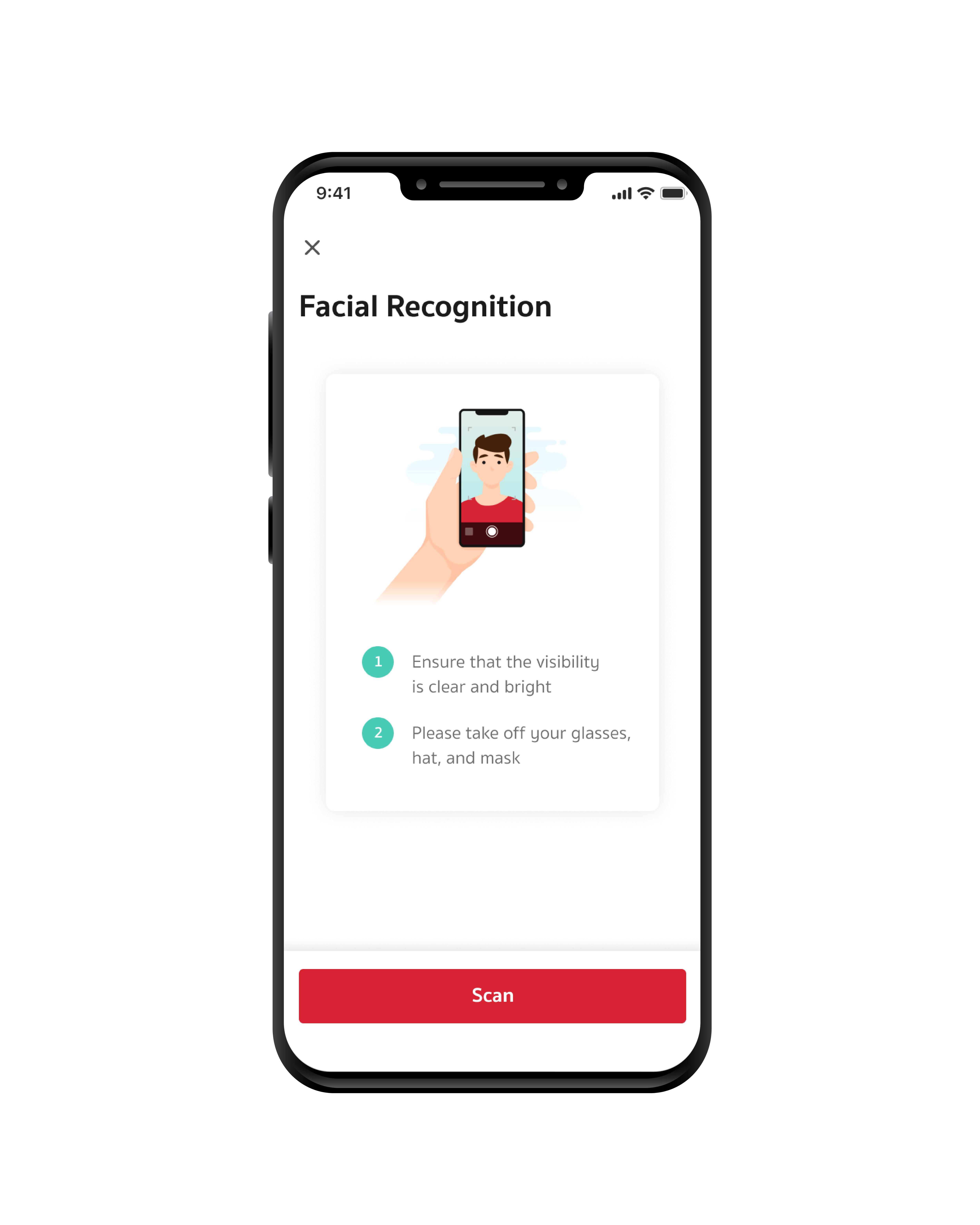 STEP 6  Press the button to start scanning face.