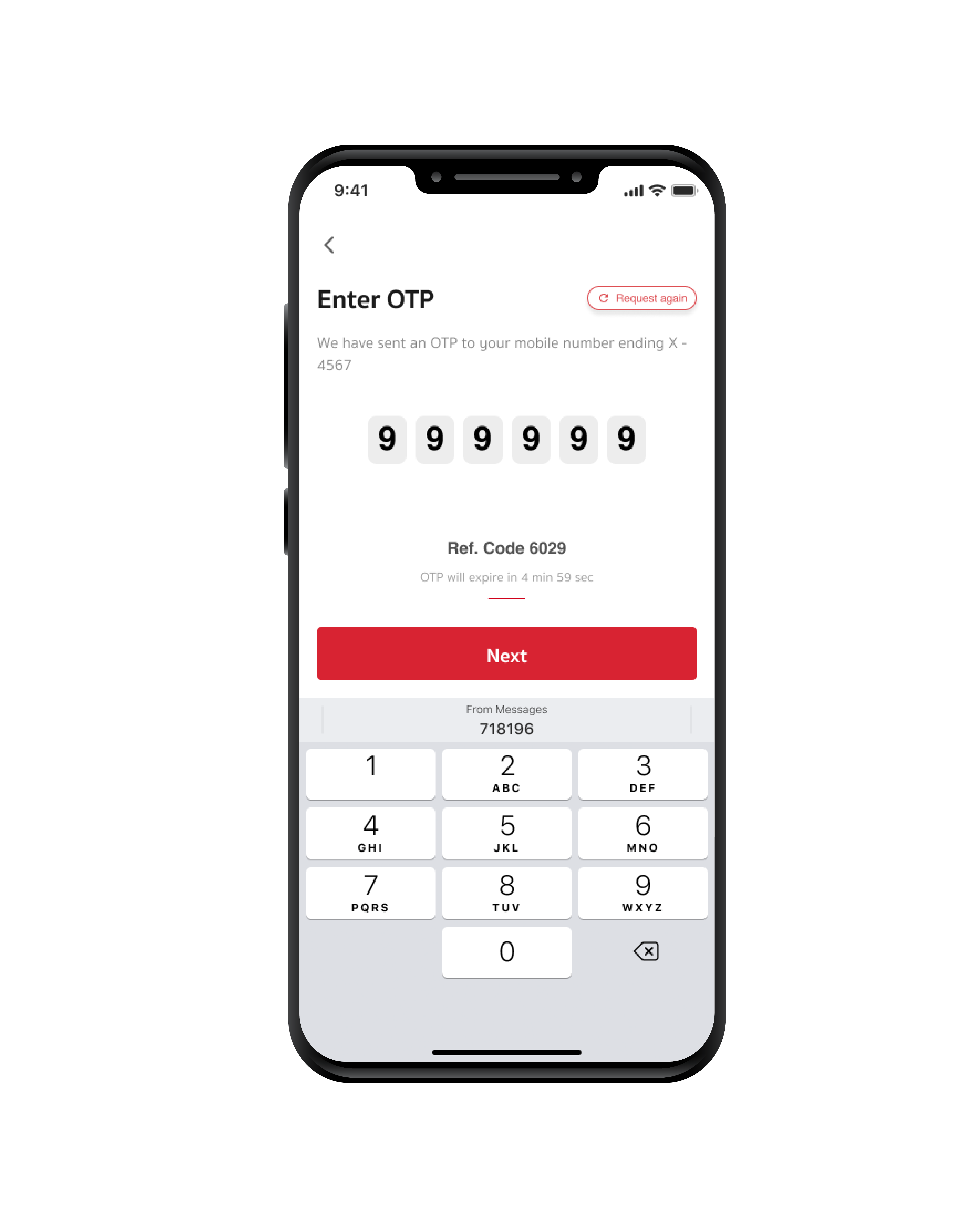 STEP 10  Enter the OTP code received via SMS.